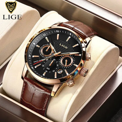 Reloj LIGE Luxury Leather Casual Quartz