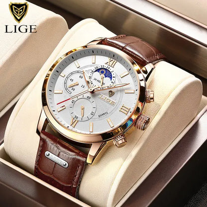 Reloj LIGE Luxury Leather Casual Quartz