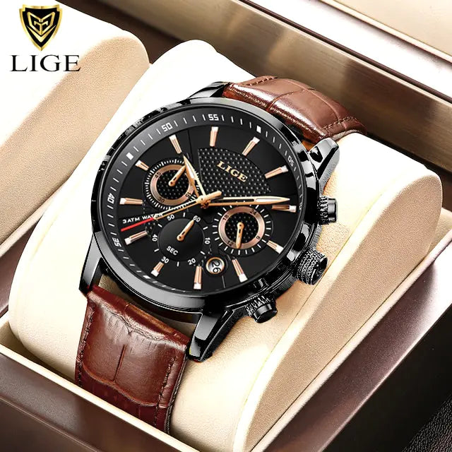 Reloj LIGE Luxury Leather Casual Quartz