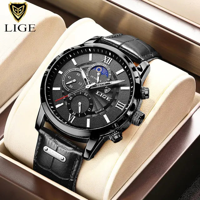 Reloj LIGE Luxury Leather Casual Quartz