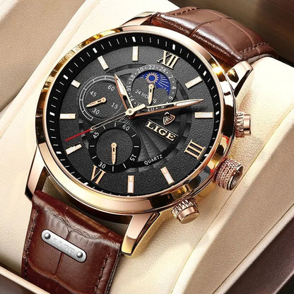 Reloj LIGE Luxury Leather Casual Quartz