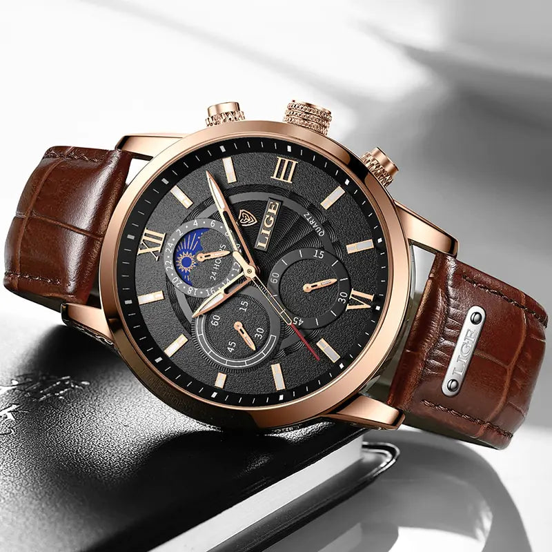 Reloj LIGE Luxury Leather Casual Quartz