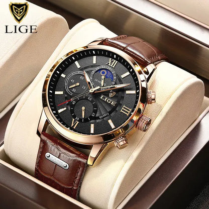 Reloj LIGE Luxury Leather Casual Quartz