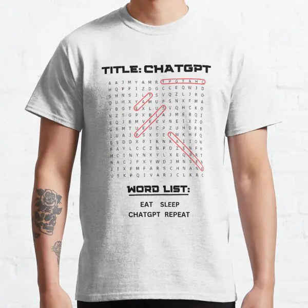 Camiseta Eat Sleep ChatGPT Reapeat Word Search