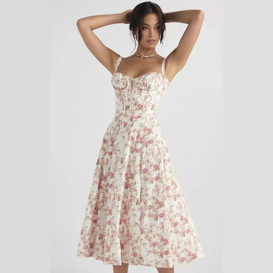 Vestido de flores elegante sin mangas