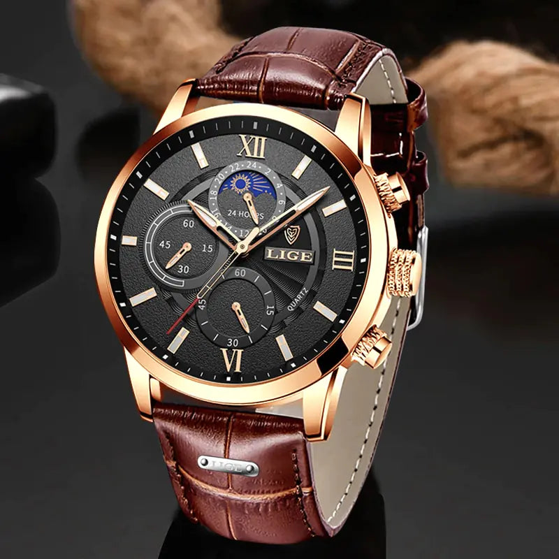 Reloj LIGE Luxury Leather Casual Quartz